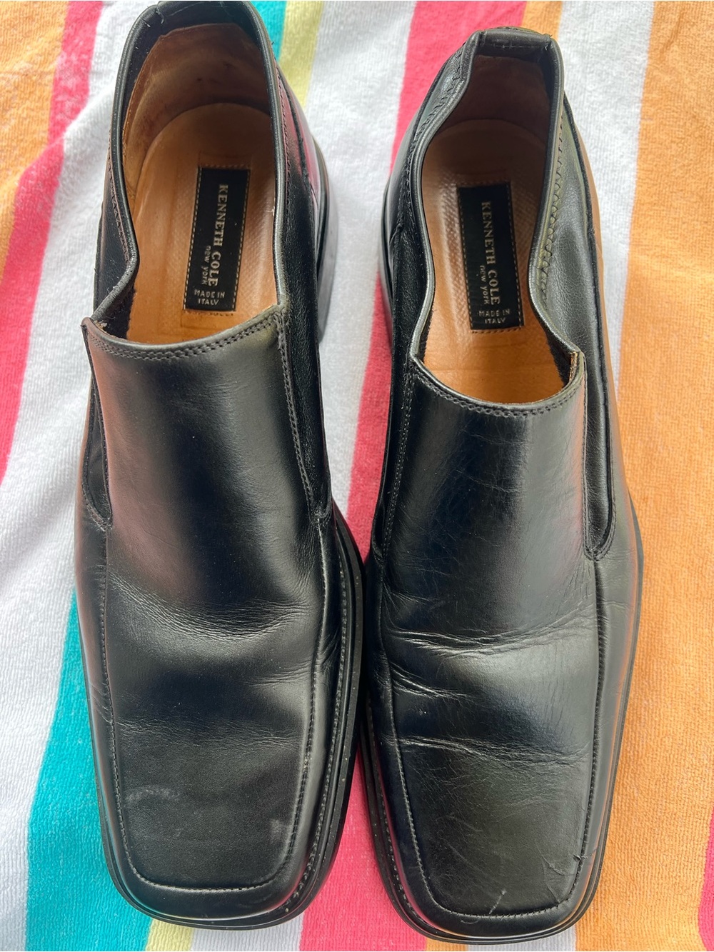 Kenneth Cole Black Leather Slip-On Loafers